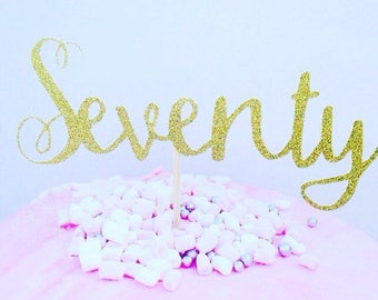 Seventy cake topper, glitter cake topper, seventy cake decoration, party decor, birthday party, 70 cake topper, 70 cake decoration