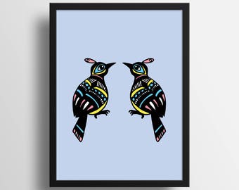 Illustration "Oiseaux des îles" A4 Print