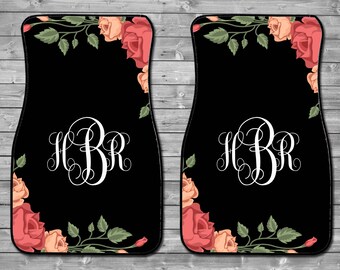 Personalized Car Mats ,Monogrammed car mats, Floral Car Mats, Cute car accessories, New driver gift, Sweet 16 Gift, Car Decor