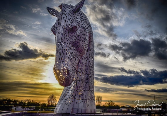 Kelpies Digital Download, Photographic print, Scotland, Falkirk, Homedecor, landmark photography, scottish photography, fine art photography