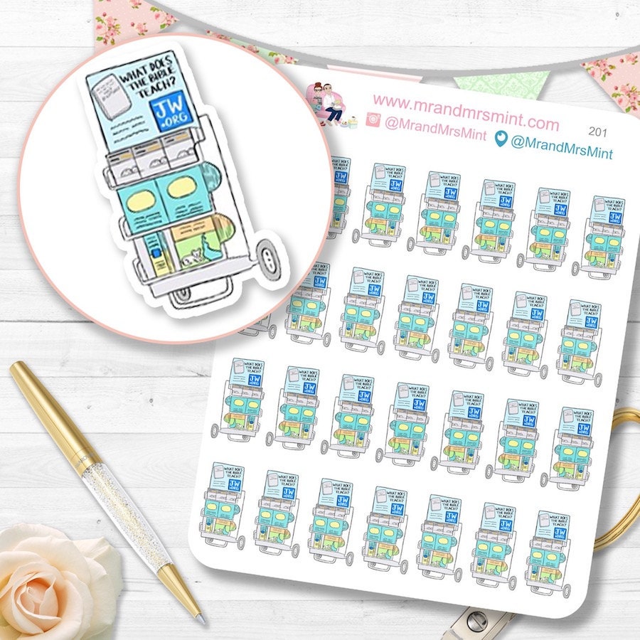 JW Literature Cart Planner Stickers jw magazines service
