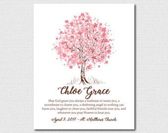 Personalized Baptism Gift Girl Christening Gift for Girl Woodland Nursery Decor Nursery Wall Art Nursery Art Baby Girl Nursery Nursery Print