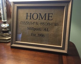8x10 Home Coordinates (frame included)
