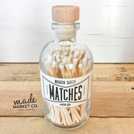 White Tip Colored Matches. Match Sticks Decorative Glass