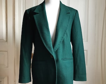 1980s / 80s Vintage Pendleton Forest Green Wool Blazer • Size M/L