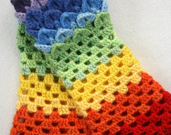 Crochet Fingerless Gloves - Rainbow Dragon Scale Gloves - Dragon Scale Hobo Gloves - Ladies Womens Fingerless Gloves - Winter Gloves