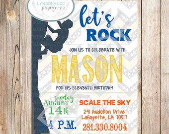 Let's Rock Climbing Birthday Party Invitation