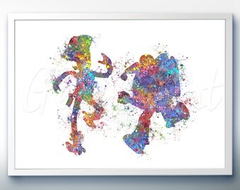 Disney Pixar Toy Story Woody and Buzz Lightyear Watercolor Poster Print - Watercolor Painting - Watercolor Art - Kids Decor- Nursery Decor