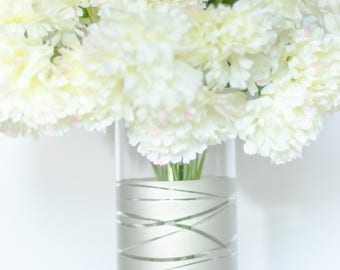 Nickel Vase, Nickel Dipped Striped Cylinder Vase