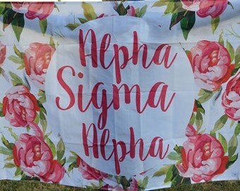 Alpha Sigma Alpha Sorority Floral Flag