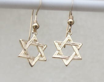 14k gold star dangle earrings jewelry