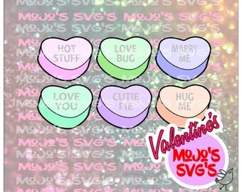 Valentines Candies Layered Valentines SVG File Candy Hearts SVG files Layered SVG Cricut Silhouette Studio Scan and Cut- Vinyl htv be mine
