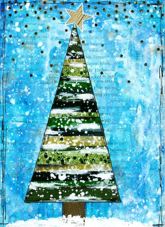 Mixed Media Christmas Tree Card Set of 10