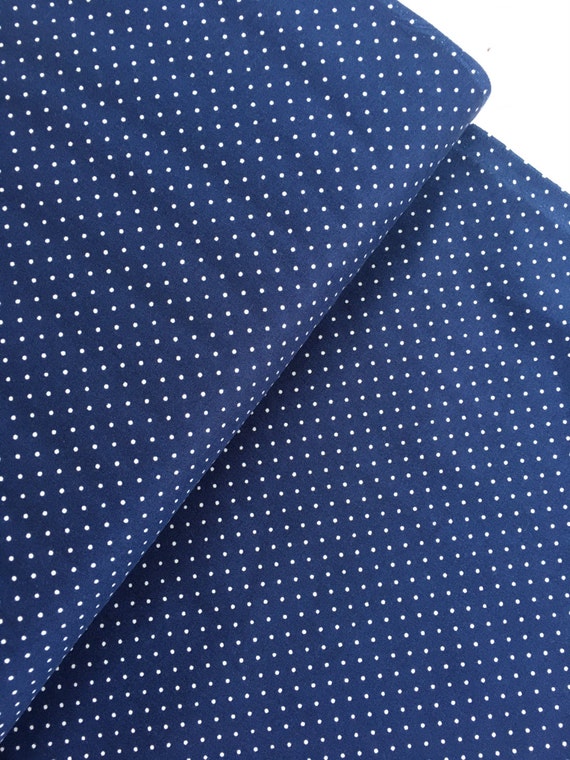 Navy Small Dot White Dots Cotton Fabric from the Basic