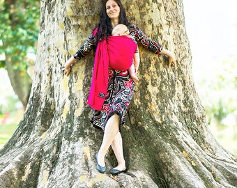 Summer Ring Sling Baby Carrier Baby Ring Sling Baby Sling Linen Softened Baby Wrap Carriers Newborn Toddler Carrier Ring Sling Deep Pink Red