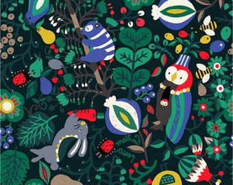 Animal) Forest Friend Koala, Owl, Rabbit, Bird Fabric made in Korea by Half Yard