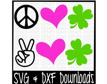 St Patricks Day SVG * Peace Love Luck * Clover Cut File - DXF & SVG Files - Silhouette Cameo, Cricut