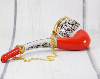 Gift for grandfather gift for him vintage pipe smoking pipe tobacco pipe glass pipe ceramic pipe old pipe vintage wall decor old collectible