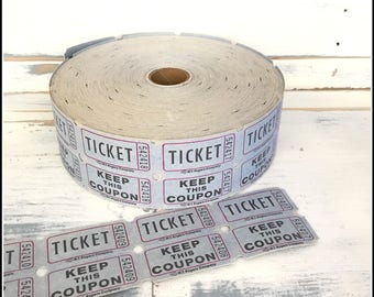 Blue Raffle Tickets - (30) Vintage Tickets - Blue Double Raffle Carnival Party Tickets