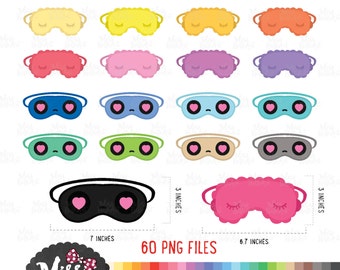 30 Color Sleeping Mask Clipart (60png)- Instant Download