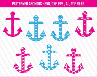 Patterned Anchor svg cutting files | DXF | Anchor vector | Anchor svg | sticker | cricut | dxf,eps,ai,svg,pdf