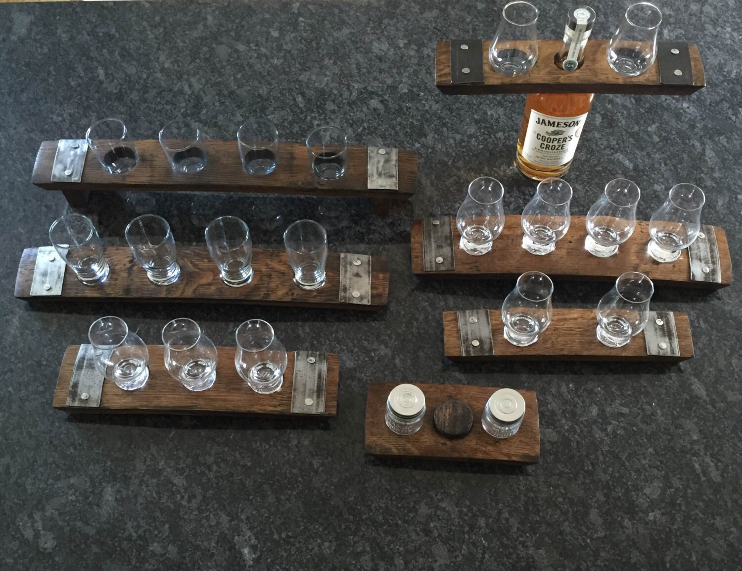 Whiskey Flight Tray For Four Glencairn Whiskey Glasses Made