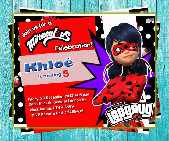 Invitación de Cumpleaños Ladybug Miraculous