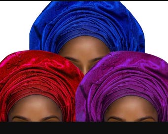African Aso Oke Gele Fabric.. up to 70" Long