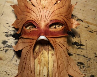 Leather mask greenman