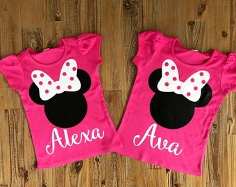 Minnie Mouse Girls Shirt, Minnie Ears Shirt, Personalized Minnie Shirt, Disney Shirt, Disney World - Disneyland, Minnie Name Shirt