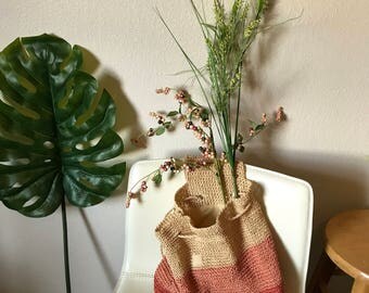 Crochet Basket Backpack in Sorbet