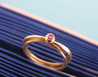 3 Band Ring, Ruby Ring, Gold Ruby Ring, Three Ring, Intertwined Rings, Ruby Rings For Women, Interlocking Rings, Trinity Ring, Triple Ring