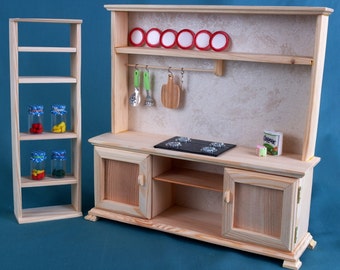 KITCHEN Set Dollhouse wooden Furniture 1:6 scale 12" dolls Barbie Brats Momoko EAH miniature accessories role-playing games toys Girls gift