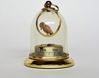 Bird Cage Thermometer Bird in a Dome Unusual Hanging Thermometer Temperature Guage