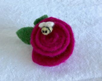 Mother's Day Pin, Mother's Day Gift, Rose Pin, Rose and Bee Pin, Brooches
