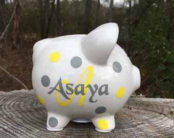 Small Piggy Bank, Personalized Piggy Bank, Ceramic Piggy Bank, Custom Bank, Kids Piggy Bank, Baby Shower, Birthday Gift, Christmas In July