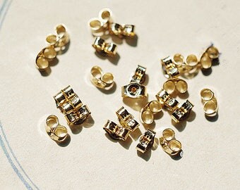 Pair of 14K Gold-plating 2.5x4.0mm Ear plug Earring plugs Jewelry accessory DIY earring piece Craft Supply