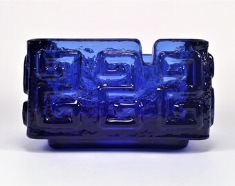 Mid Century Modern Taalari Art Glass Ashtray Bowl Tamara Aladin for Riihimaen Lasi Finland~Blue Cobalt~Vintage 60's