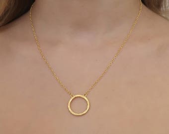 Circle Necklace, Gold Circle Necklace, Karma Circle Necklace, Gold Open Circle Necklace, Gold Ring, Gift Idea, Gold Circle Infinity Necklace