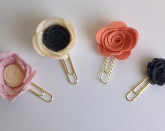 Flower Paper Clips - Cute Paper Clips - Paper Clips - Office Supplies - Gifts for Her - Mother's Day Gift - Felt Flowers