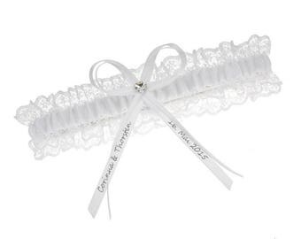 White lace garter - customised bridal garter