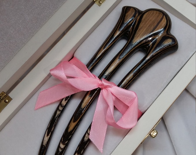 Hair accessories. Hair fork. Wooden hair fork. Wooden hairpin. Gift for her. Gift ideas on Valentine's Day. Hair fork chocolate.