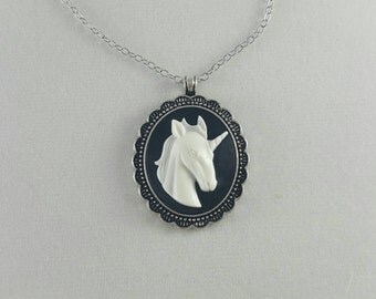 Unicorn Necklace, Unicorn Cameo, Unicorn Jewelry