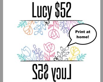 LLR floral style, size and number product cards (Instant download, print at home) Official colors and fonts REGULAR & MIRROR image