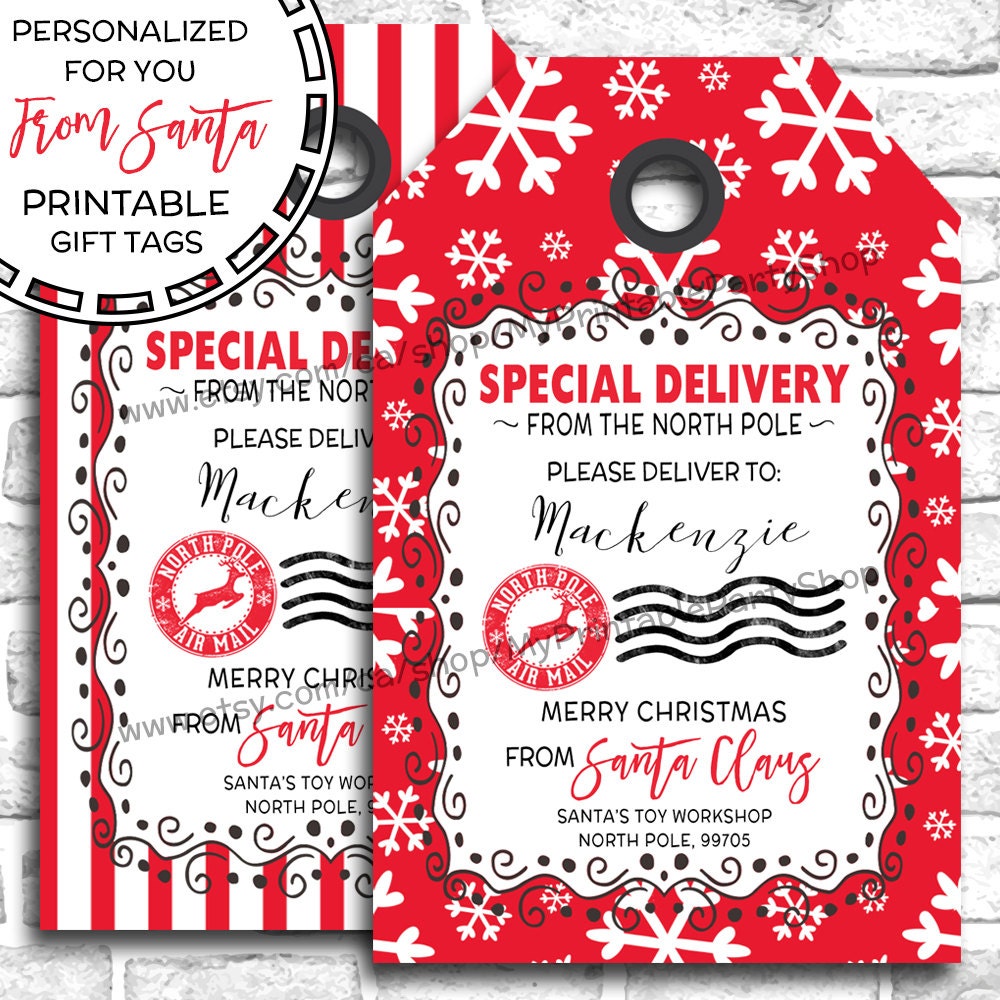 PRINTABLE Christmas Gift Tags From Santa by MyPrintablePartyShop