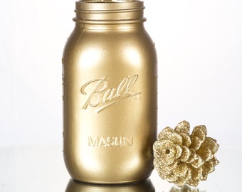 Metallic Gold Ball Mason Jars Wedding Centrepiece Home Decor
