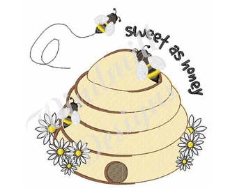 Sweet As Honey Beehive - Machine Embroidery Design