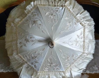 1880 Wedding Parasol, antique parasol, Victorian Umbrella, antique umbrella, Spain