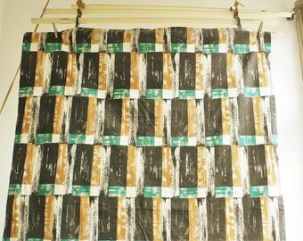 1950s curtain fabric Wemco Abstract geometric Vintage fabric mid century screen printed