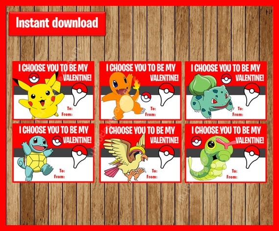 Pokemon Valentine's Day Cards Instant Download Printable